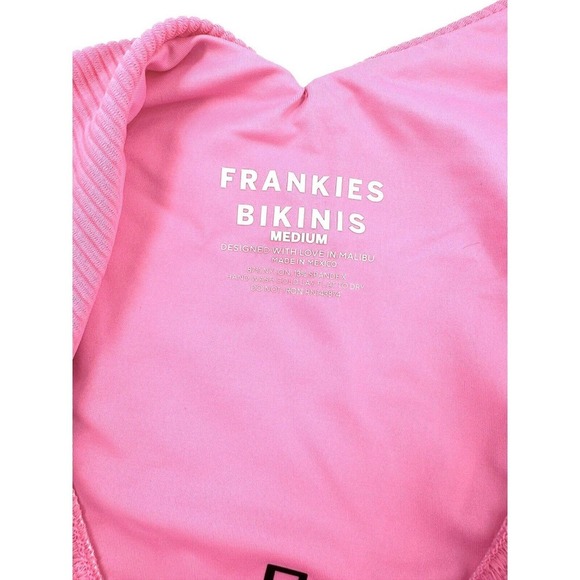 Frankies Bikinis Enzo Ribbed Cheeky Bikini Bottom Cherub Barbie Pink Medium New - Picture 9 of 13